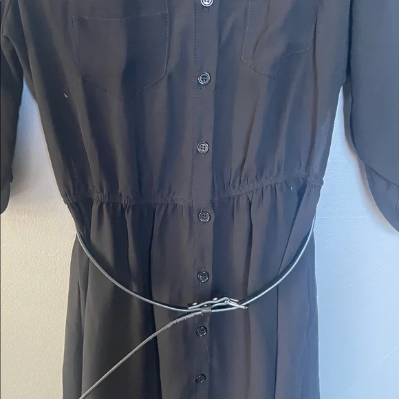 Lily Rose size small black sheer shirt dress with accented collar dark academia - Picture 3 of 12
